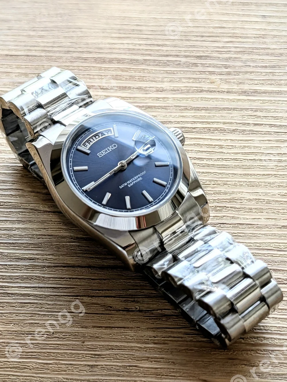 36mm Seiko Men's Stainless Steel Watch - Navy Dial Sapphire